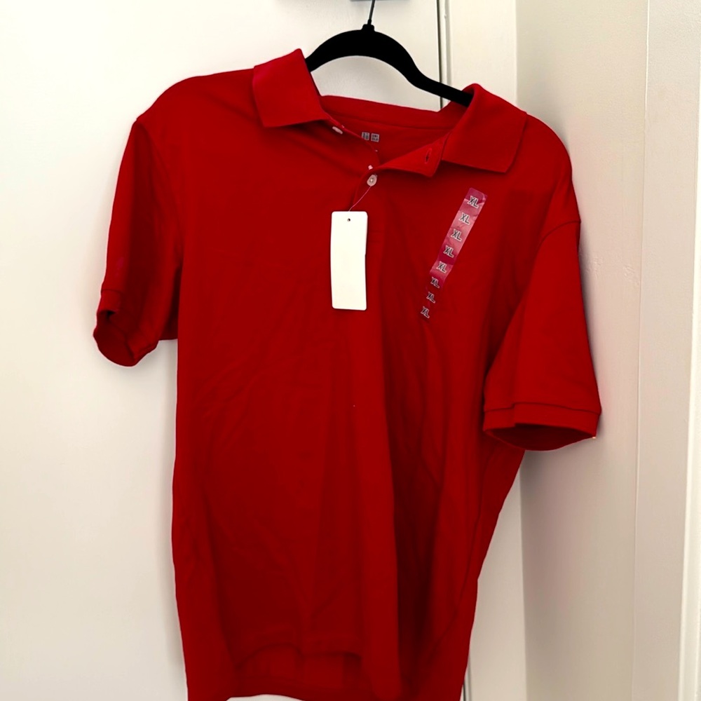 Red new Uniqlo polo shirt